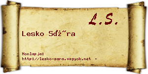 Lesko Sára névjegykártya